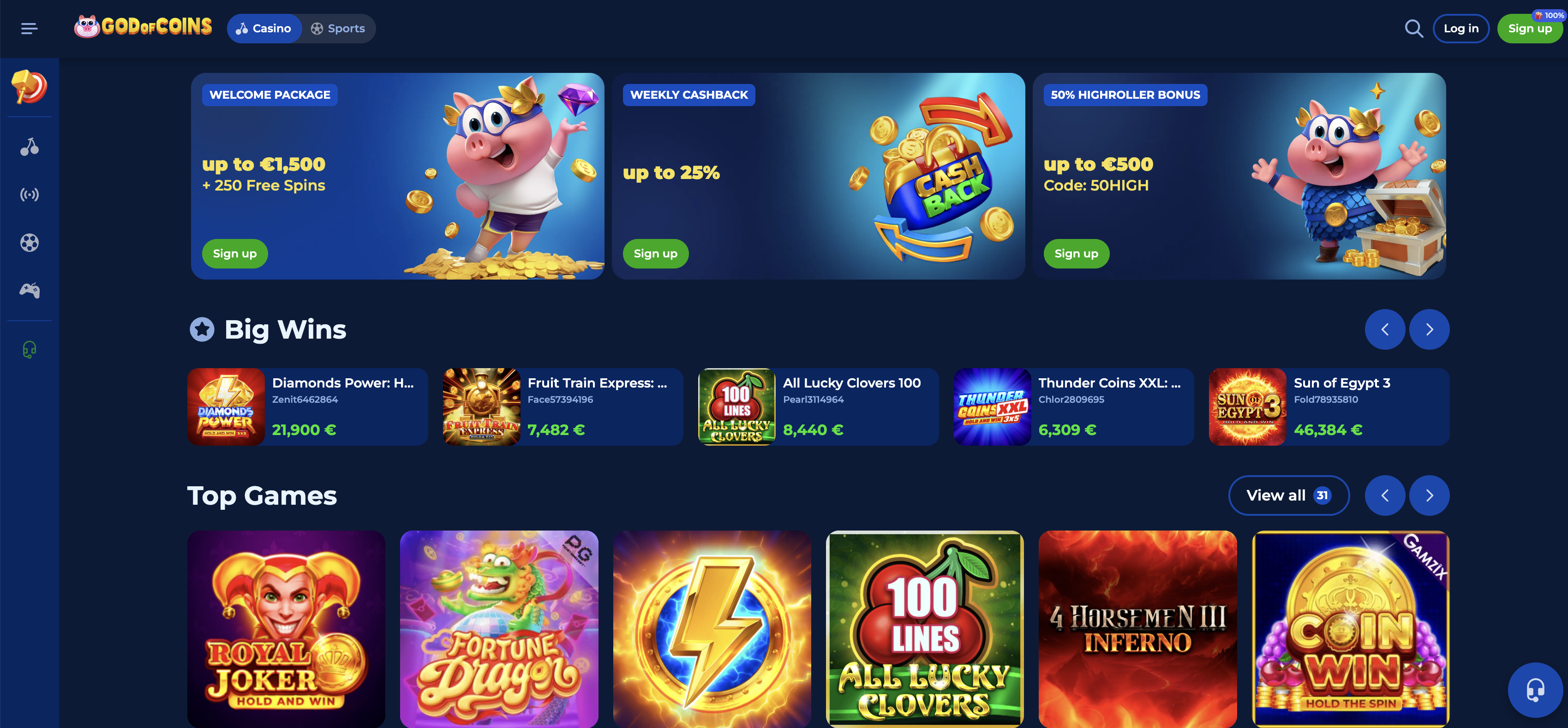 God of Coins Casino Website